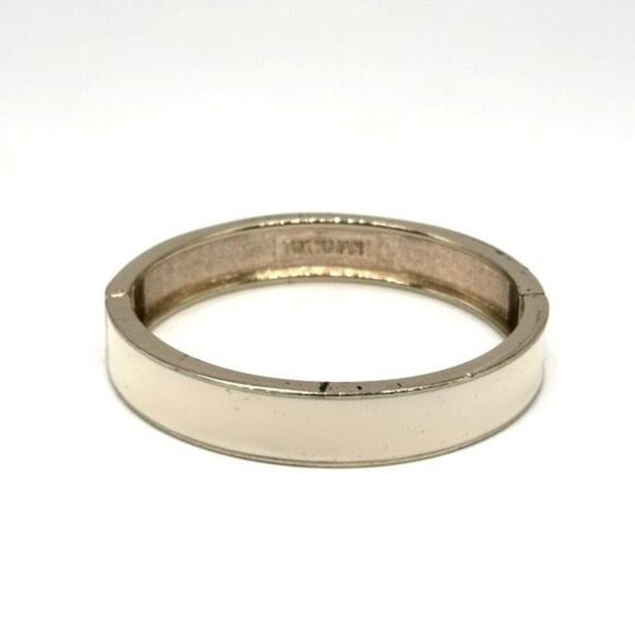 Tokyo Jane Off White Enamel Goldtone Bangle Bracelet - Picture 3 of 12